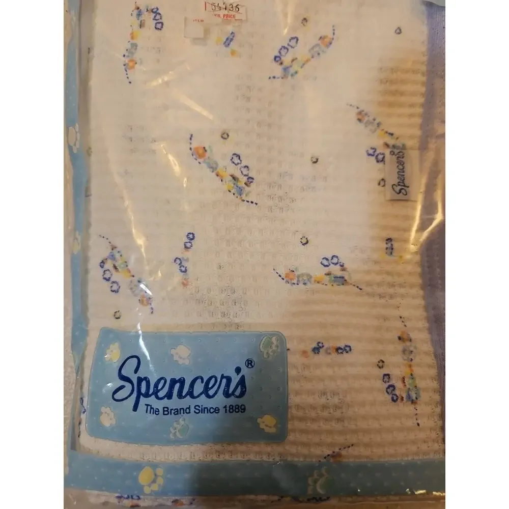 Vintage Spencers Cotton Thermal Knit 30x40 Baby Receiving Blanket Lovey NOS